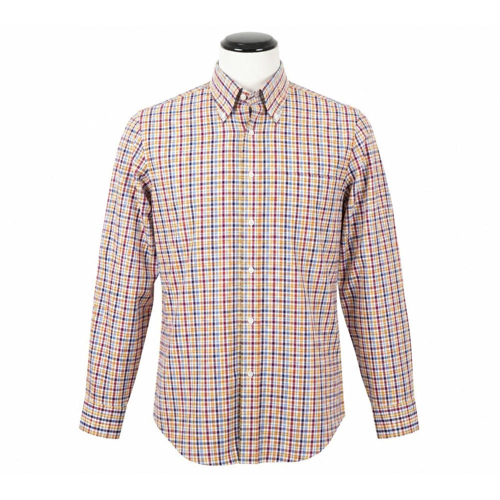 Paul & Shark Yachting Shirt Mens L Plaid Button Down 100% Cotton Made Italy VTG